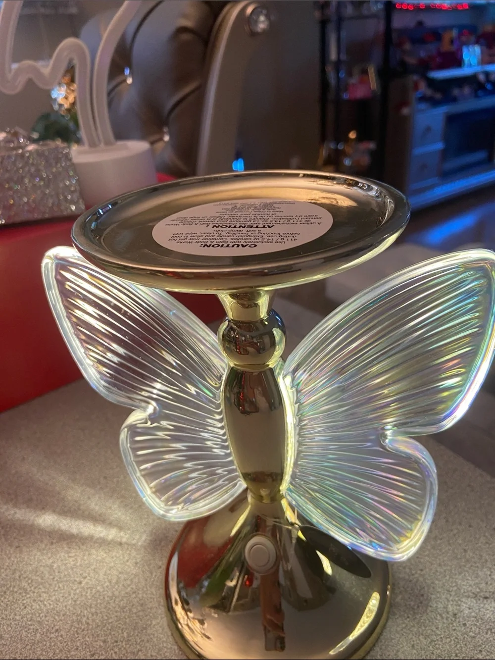 Gold Butterfly LED Accent Candle Holder - Gold
